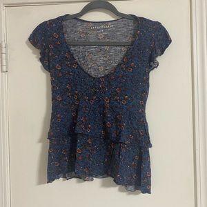 Aeropostale Blue Floral Top Size Small